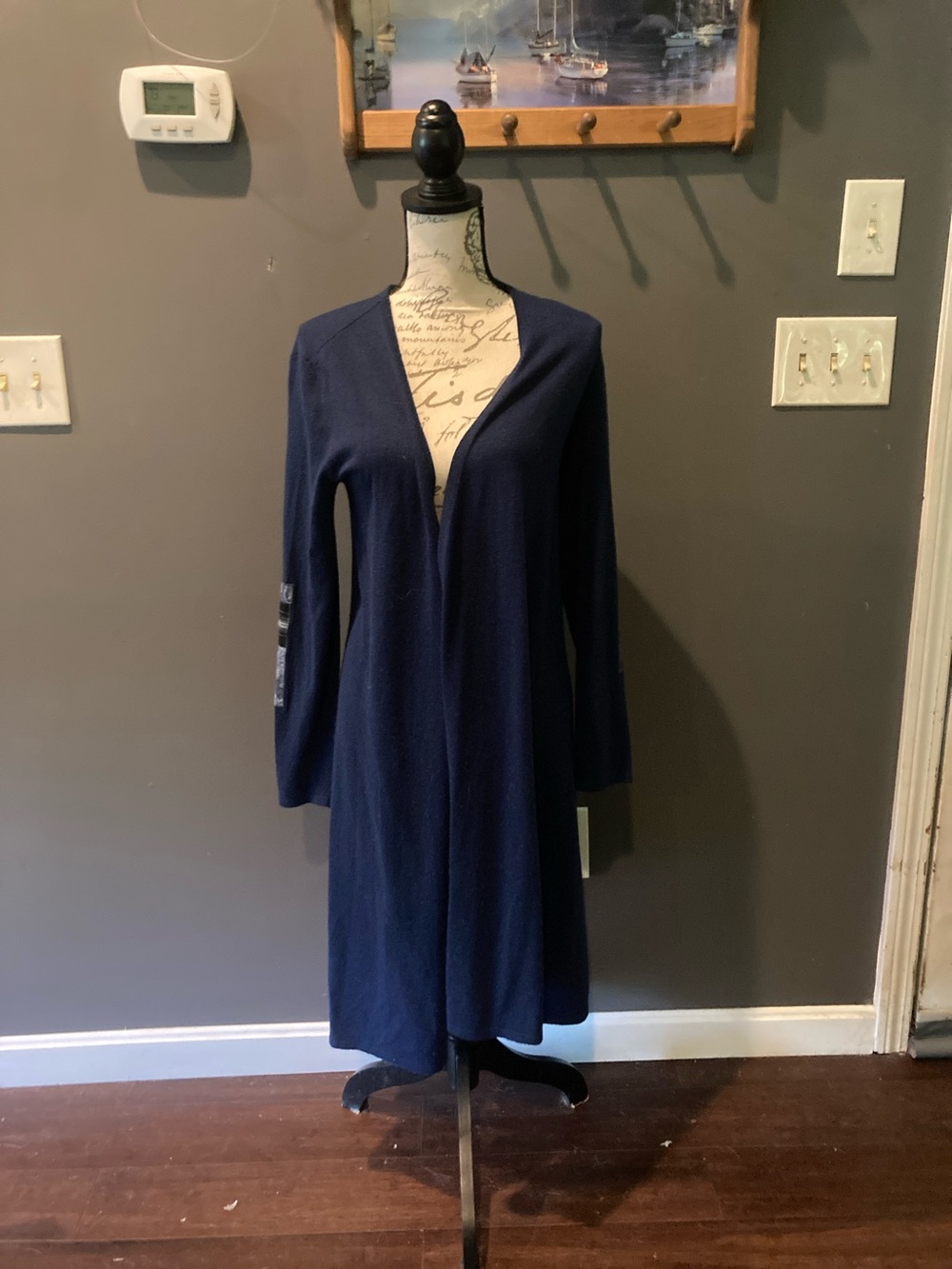 Sundance long sleeved long duster with plaid details on sleeves great condition